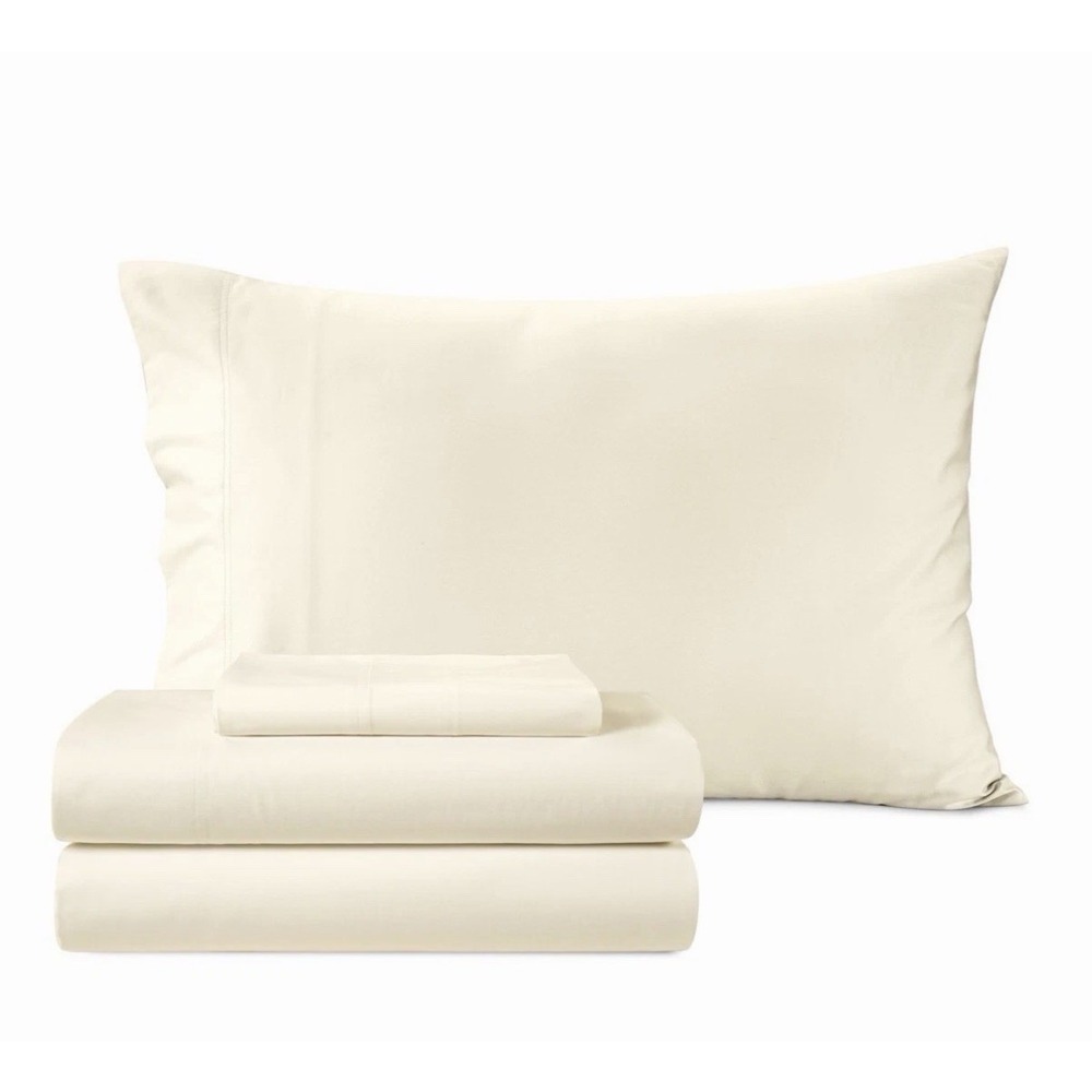 SleepRX 300 Thread Count 4 Piece Cotton Bamboo Sheet Set Cal King Egret/Ivory